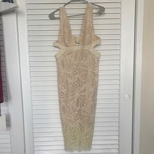 INTERMIX Cream Floral Backless Dress